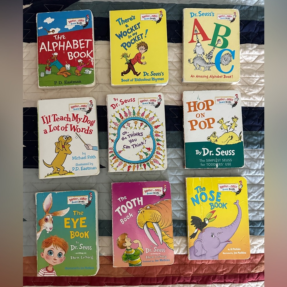 Dr. Seuss Board Book Lot - Bright Yellow, Red, Blue, Green, Purple